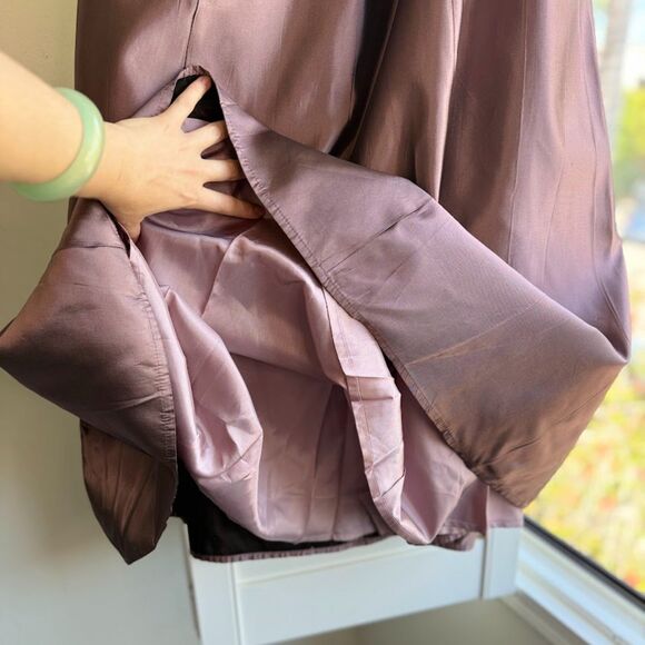 Vintage 90s Crimson by Lawrence Kurtz Taffeta Maxi Ball Skirt & Beaded Belt NWT - Picture 7 of 14